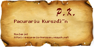 Pacurariu Kurszán névjegykártya